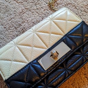 Kate Spade black and white/cream crossbody quilted clutch purse